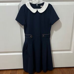 Classic Navy Dress with White Collar